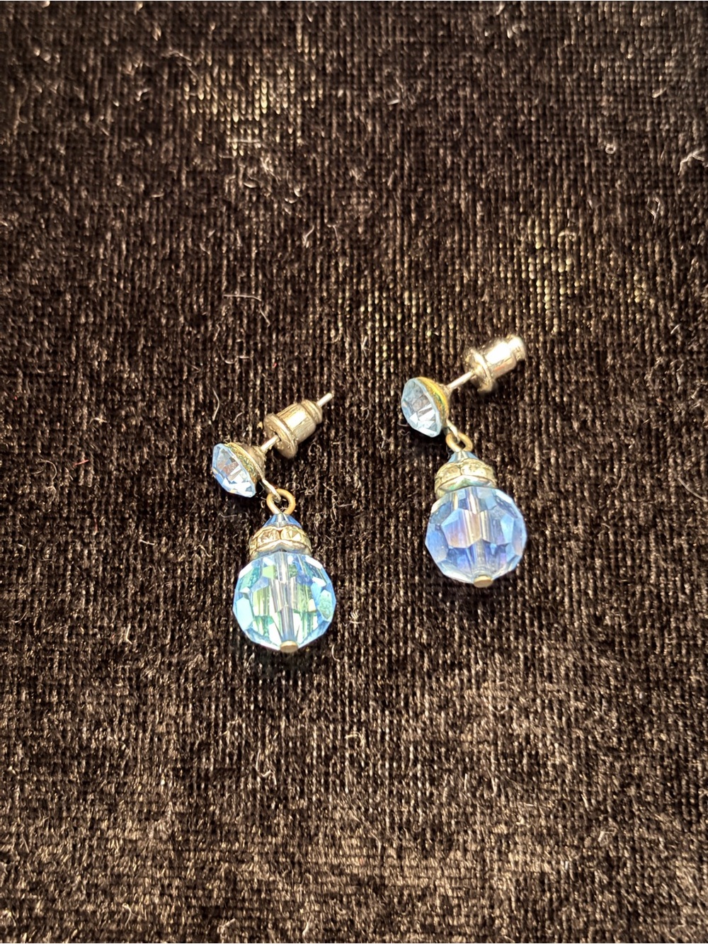 Blue & Green Beaded Drop Earrings Like New
